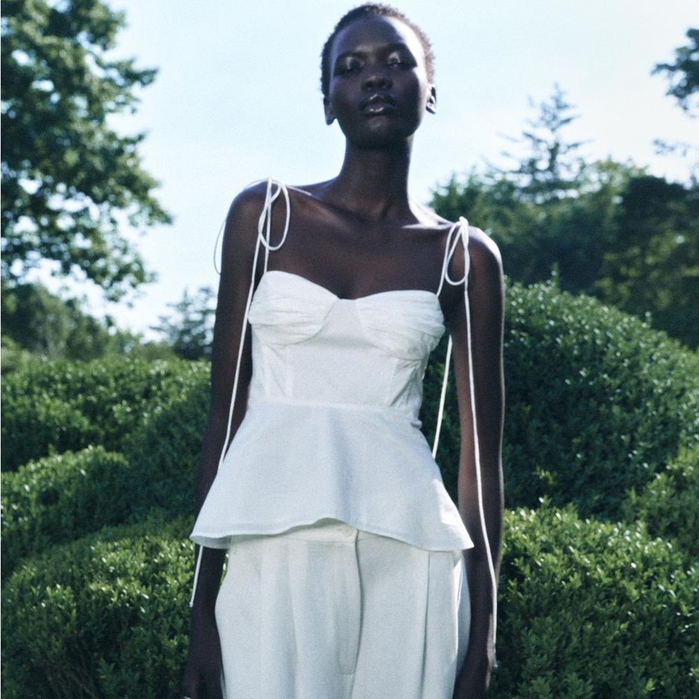 Zara ZW Collection White Bustier Top